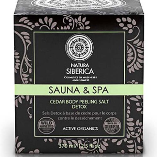 SAUNA&SPA PEELING CON CEDRO DETOX CORPORAL  A BASE DE SAL - 370 ml.