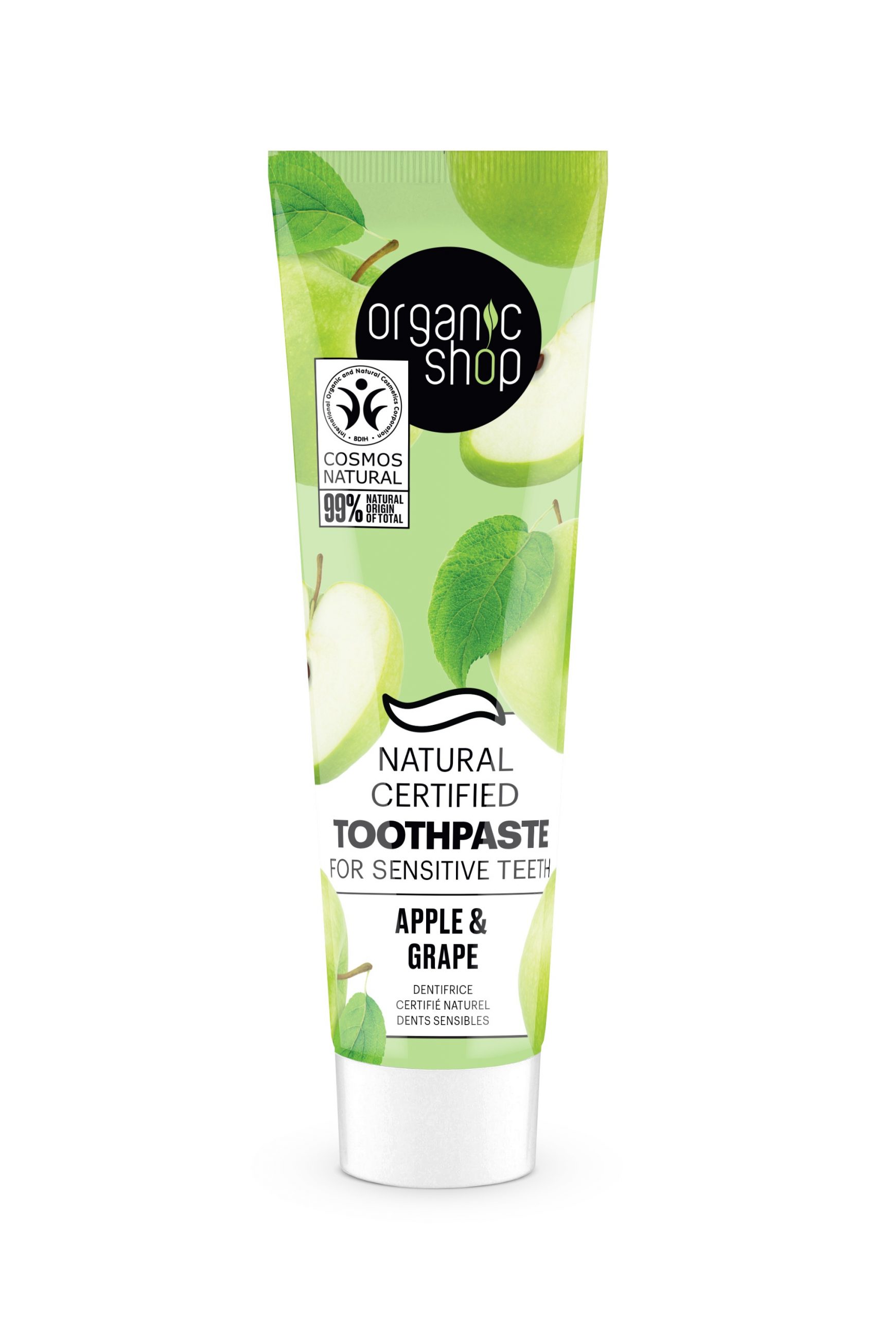 ORGANIC SHOP - Pasta de dientes certificada Uva y Manzana para Sensibilidad Dental 100 G 3
