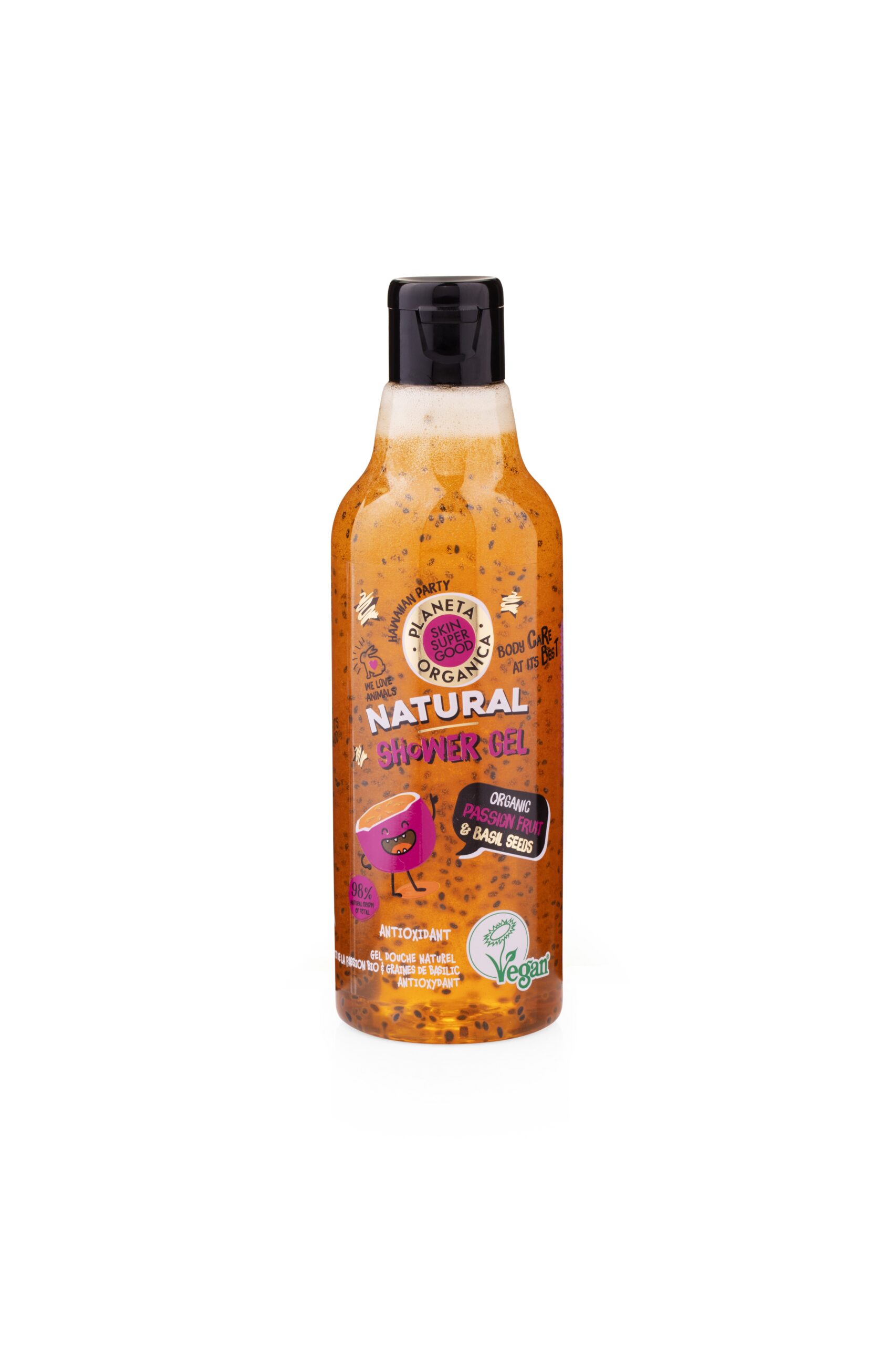 GEL DE DUCHA NATURAL DE FRUTA DE LA PASIÓN ORGÁNICA Y SEMILLAS DE ALBAHACA - 250ml