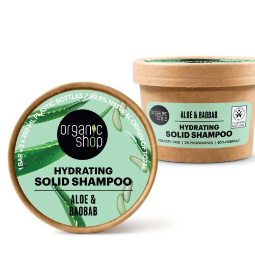 ORGANIC SHOP - Champu Solido Hidratante Aloe y Baobab, 60 G