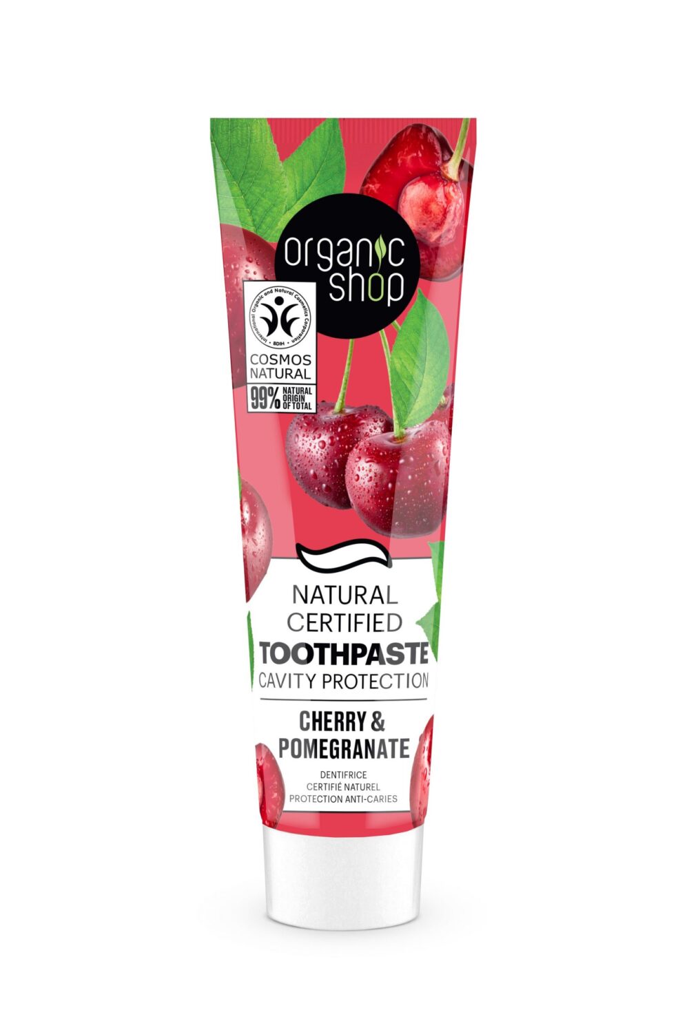 ORGANIC SHOP -  Pasta de dientes certificada Cereza y Granada Anticaries 100 G