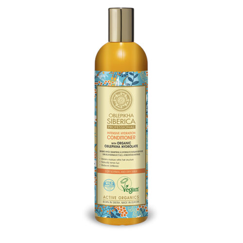 Acondicionador con hidrolato de espino amarillo orgánico para cabello normal y cabello seco, Hidratación intensiva - 400 ml