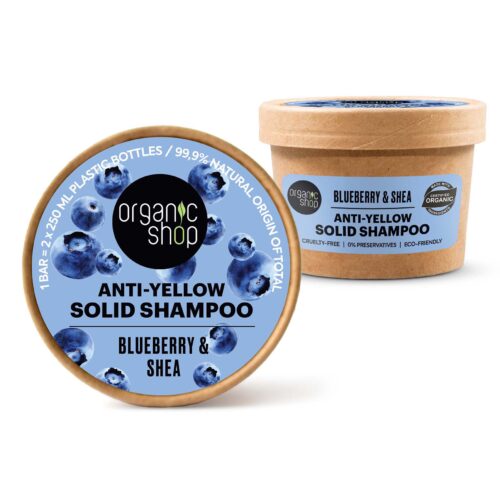 ORGANIC SHOP - Champu Solido Antiamarillo Arandano Azul y Karite 60g