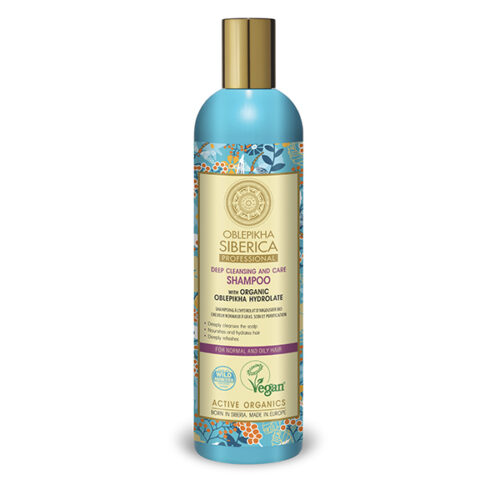 Champú con hidrolato de espino amarillo orgánico para cabello normal y cabello graso, Limpieza profunda y Cuidado - 400 ml