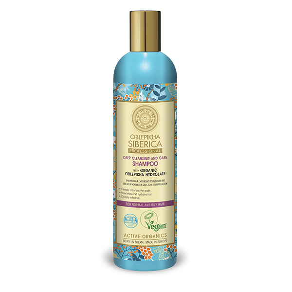 Champú con hidrolato de espino amarillo orgánico para cabello normal y cabello graso, Limpieza profunda y Cuidado - 400 ml