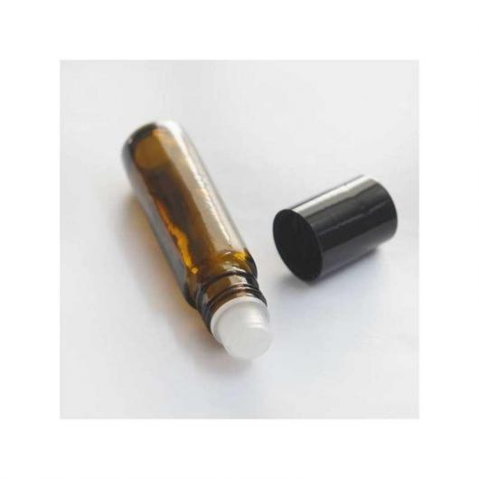Envase Roll-on vidrio ambar tapon negro 10ml