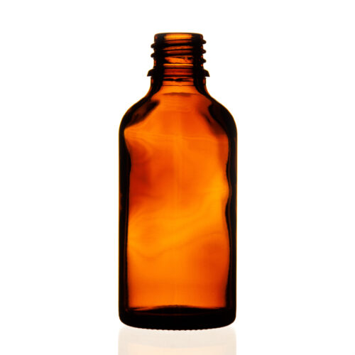 Botella de vidrio ambar 50ml cuello estrecho DIN18