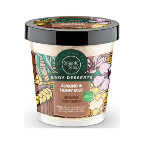 ORGANIC SHOP - Exfoliante corporal estimulante almendras y leche de miel 450 ml
