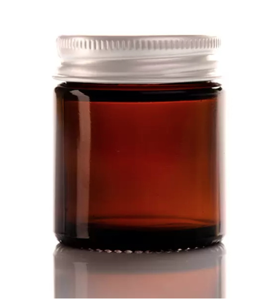 Tarro de vidrio ambar con tapa de Aluminio 60ml