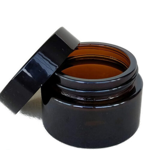 Tarro de Cristal Ambar Tapa Negra 50ml