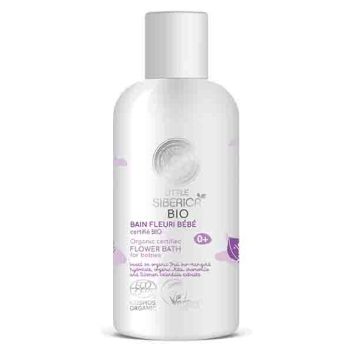 Baño de flores orgánico para bebés Natura Siberica con ingredientes naturales en frasco