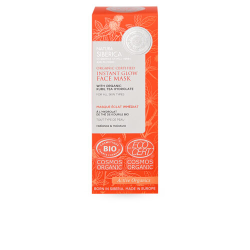 Mascarilla facial Natura Siberica brillo instantáneo orgánica 75 ml con extractos de rosa canina y oblepikha
