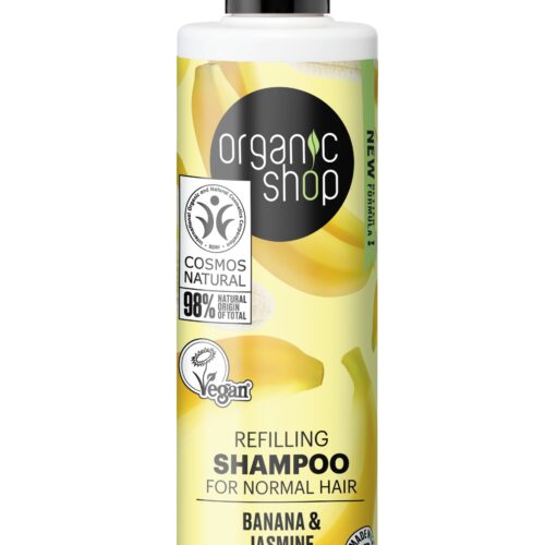 CHAMPÚ RELLENADOR PARA CABELLO NORMAL PLÁTANO Y JAZMÍN, 280 ML