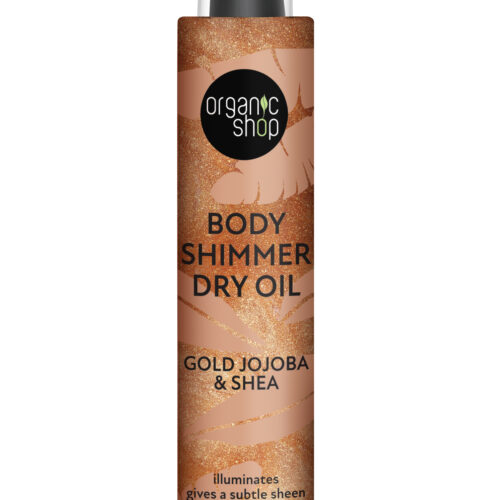 Aceite seco body shimmer jojoba dorada y karité 100 ml - Fórmula natural que ilumina e hidrata la piel con brillo sutil