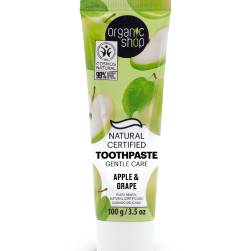 Pasta de dientes natural para sensibilidad dental con extracto de manzana y aceite de uva orgánico, 100g