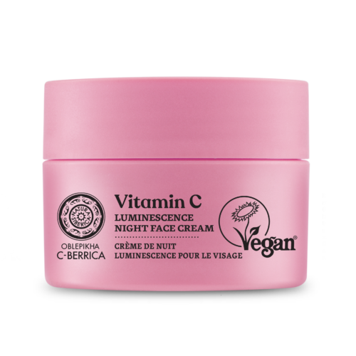 Crema de noche facial Luminiscence orgánica 50ml en frasco color ámbar con aplicador