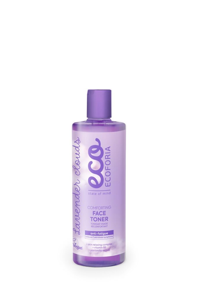 Tónico facial reconfortante Ecoforia Lavender Clouds 200ml, producto natural para calmar y suavizar la piel