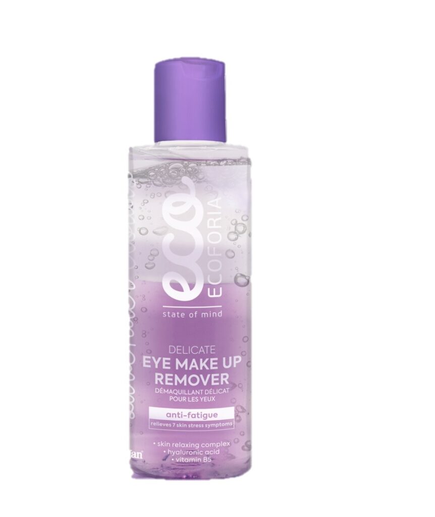 Desmaquillante de ojos Ecoforia delicado 150ml fórmula bifásica natural para contorno sensible