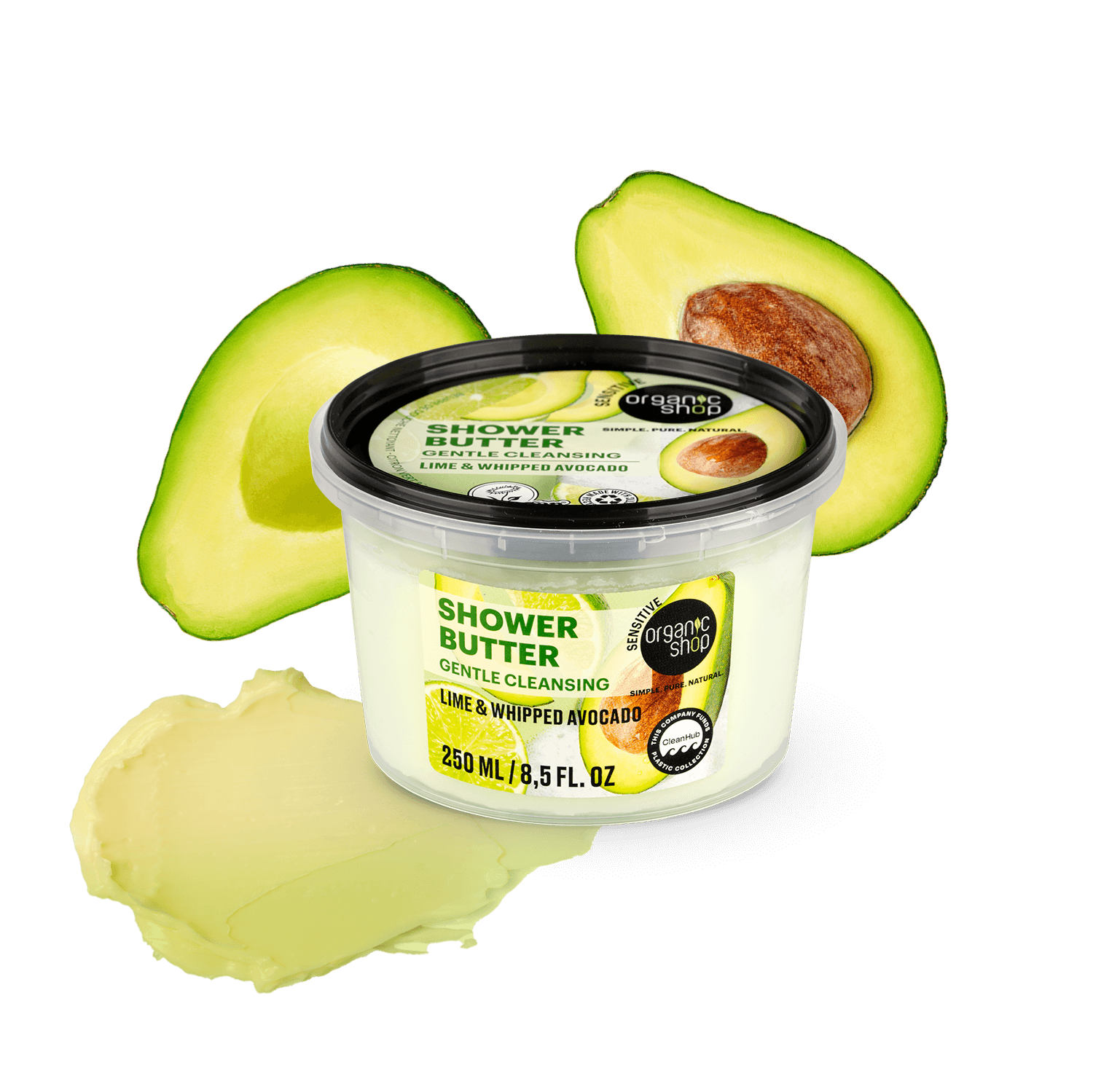 Manteca de ducha de aguacate y lima de Organic Shop, 250 ml