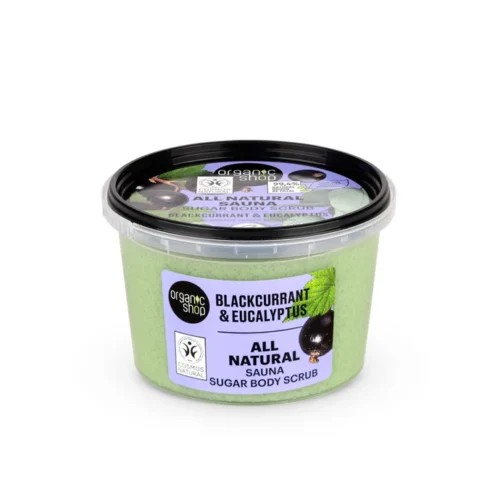 Exfoliante corporal de azúcar Organic Shop con grosela negra y eucalipto, 250 ml
