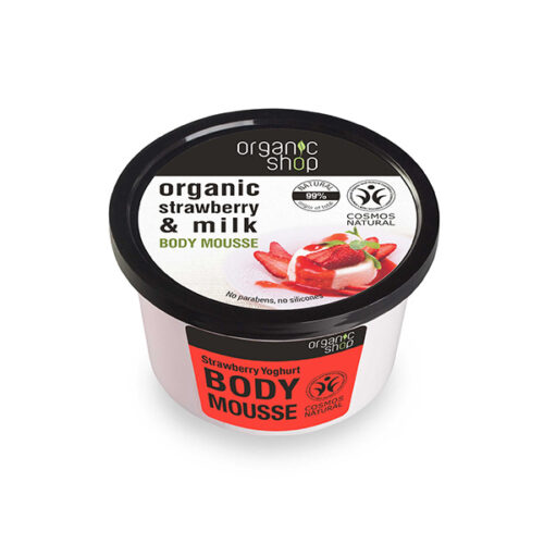 Mousse corporal vitamínico fresa de Organic Shop, 250 ml, para todo tipo de piel