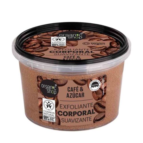 Exfoliante corporal café y azúcar de Organic Shop en tarro de 250 ml