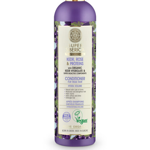 Bálsamo capilar profesional Natura Siberica con pino, rosa y proteínas para cabello débil, 400 ml