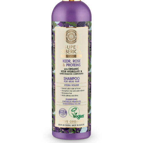 Champú profesional Natura Siberica cabello débil 400ml con pino, rosa y proteínas