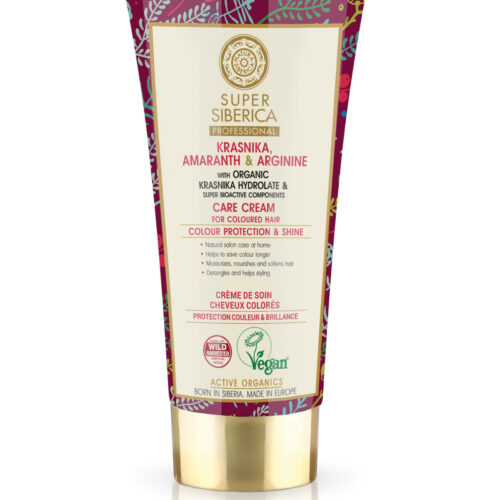 Crema capilar profesional Natura Siberica para cabello teñido con arándano de Kamchatka