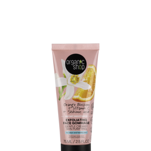 Gommage facial Organic Shop con azahar, exfoliante suave para piel sensible