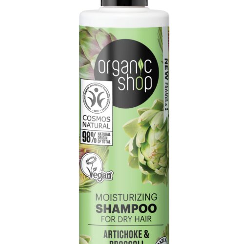 Champú hidratante Organic Shop de alcachofa y brócoli para cabello seco, 280 ml