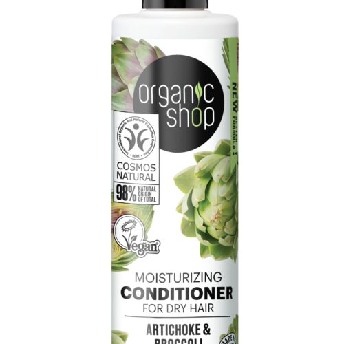 Acondicionador hidratante Organic Shop para cabello seco con alcachofa y brócoli, 280 ml