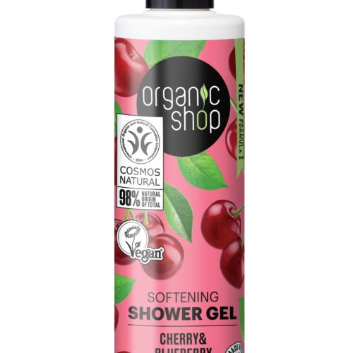 Gel de ducha suavizante cereza y arándano azul de Organic Shop, 280 ml