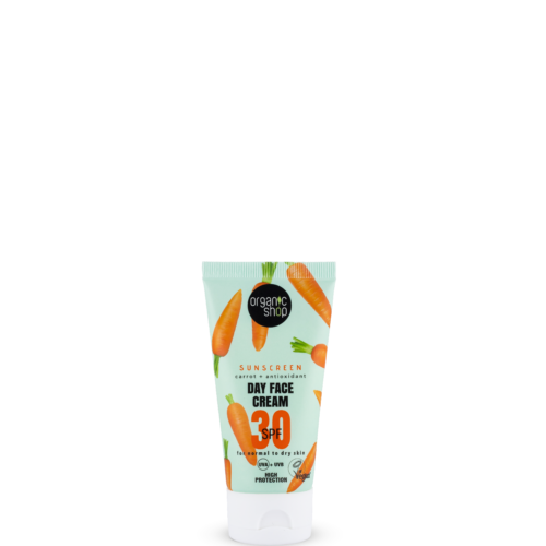Crema facial con protección solar SPF30 Organic Shop con zanahoria y antioxidantes, 50 ml