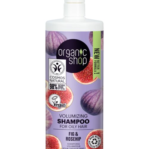 Champú voluminizador Organic Shop para cabello graso con higo y escaramujo, 1000 ml