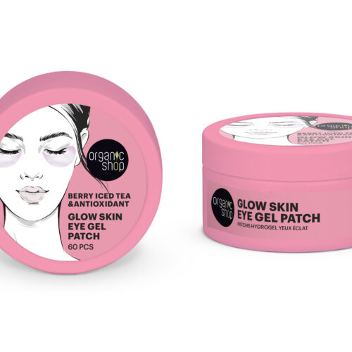 Parches de gel para ojos Organic Shop Glow Skin Eye Gel Patch con matcha azul y antioxidantes, 60 unidades