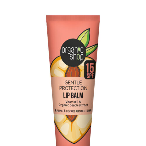 Bálsamo labial con SPF 15 de Organic Shop con vitamina E y extracto de melocotón, 10 ml
