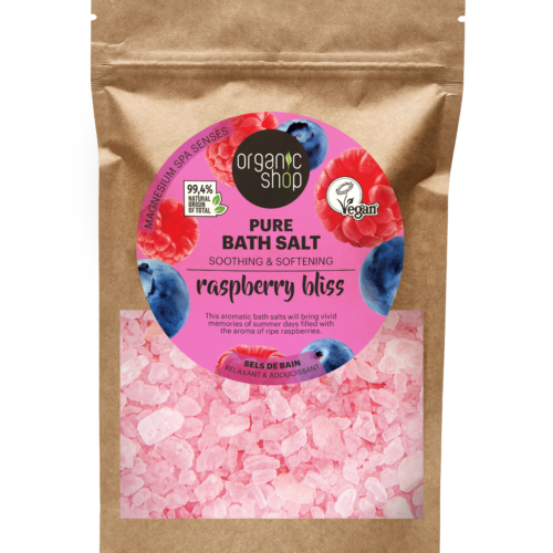 Sales de baño Organic Shop frambuesa 500g con extractos orgánicos de frambuesa y arándano