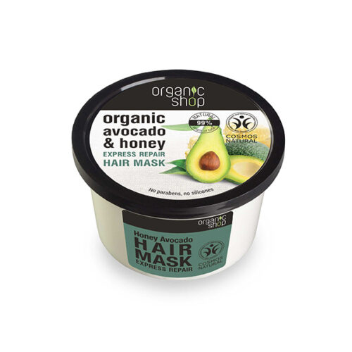 Mascarilla reparadora aguacate y oliva Organic Shop 250 ml para cabello dañado
