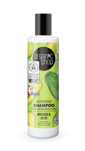 Champú reparador aguacate y oliva de Organic Shop para cabello dañado, 280 ml