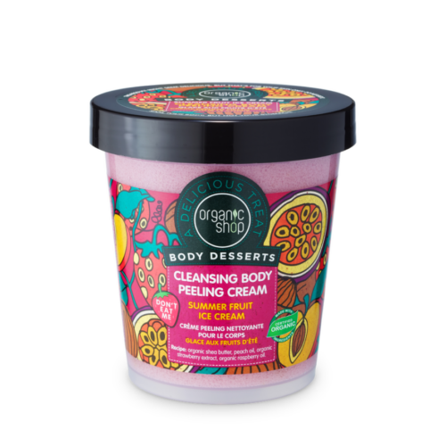 Crema peeling corporal Body Desserts de Organic Shop con aroma a helado de frutas de verano, 450 ml